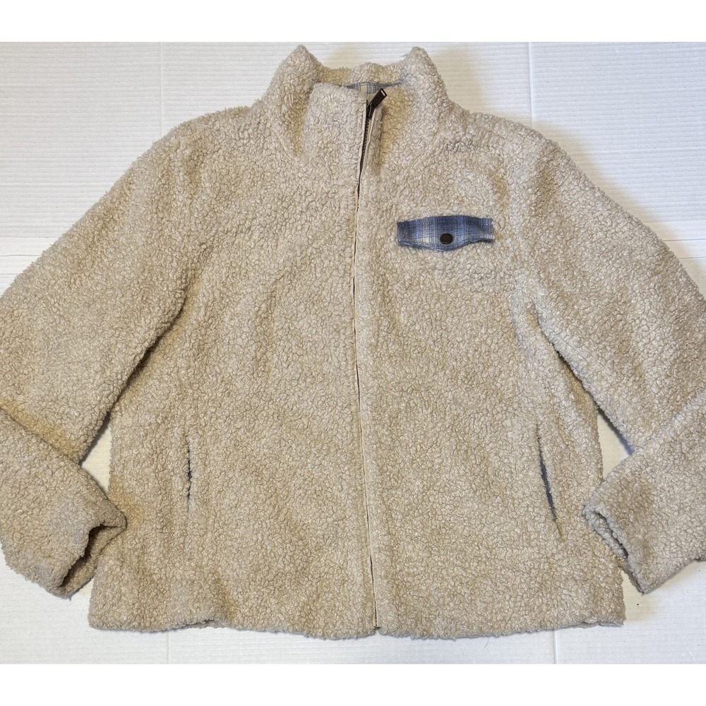 PENDLETON - Women's Full Zip Beige‎ Sherpa Fleece Jacket - Size X-Large - XL